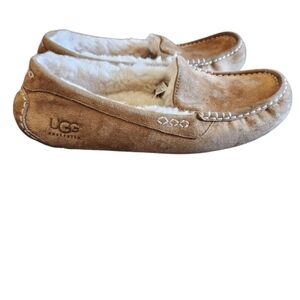 UGG Australia Ansley Suede Moccasin Slippers Chestnut Women SZ 10